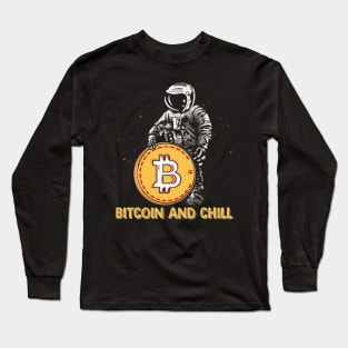 Bitcoin Astronaut Funny Bitcoin to the moon BTC hodl Funny Crypto Gift Long Sleeve T-Shirt